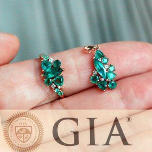 3.42ctw Real Alexandrite Diamond 18k Rose Gold Cluster Ring & Necklace Set